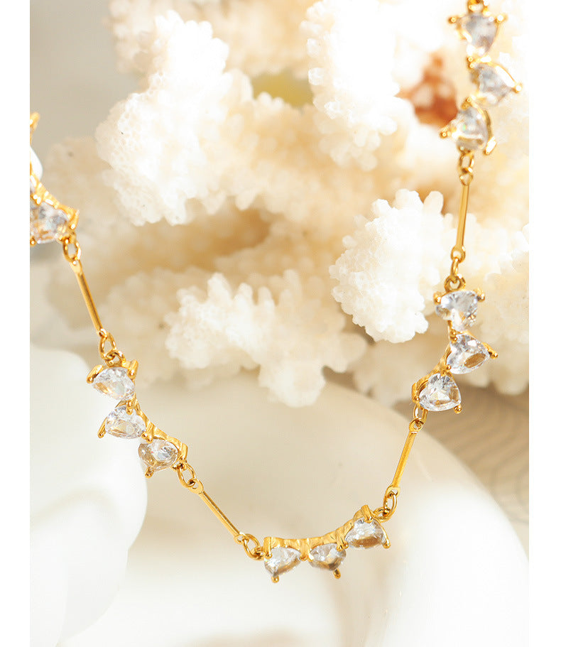 Collana Cuore Zircone Placcato Oro