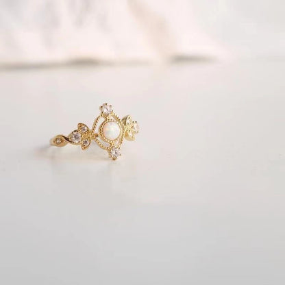 Anello opale naturale placcato oro da donna