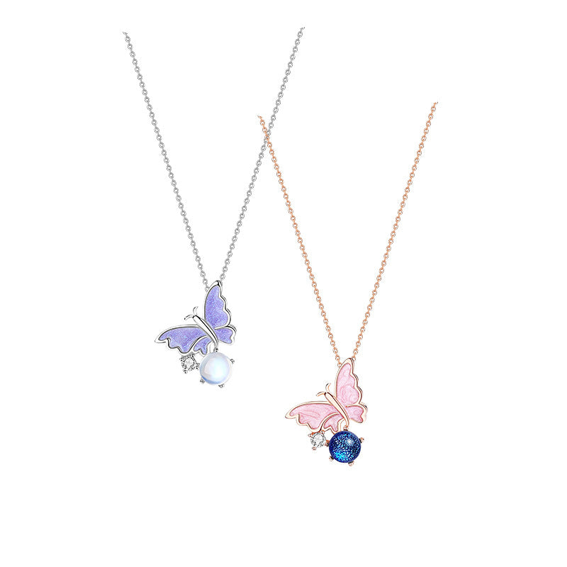 Collana farfalla argento in vetro