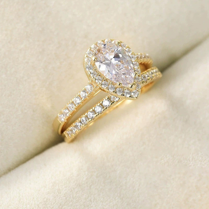 Anello goccia di zircone