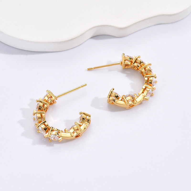 Orecchini a clip C con strass