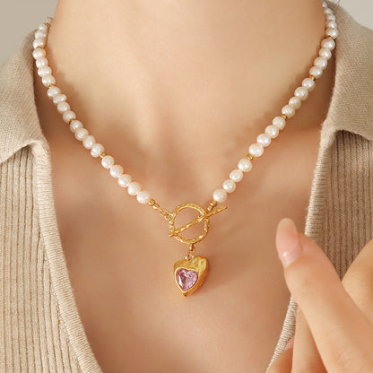 Collana cuore zircone titanio da donna