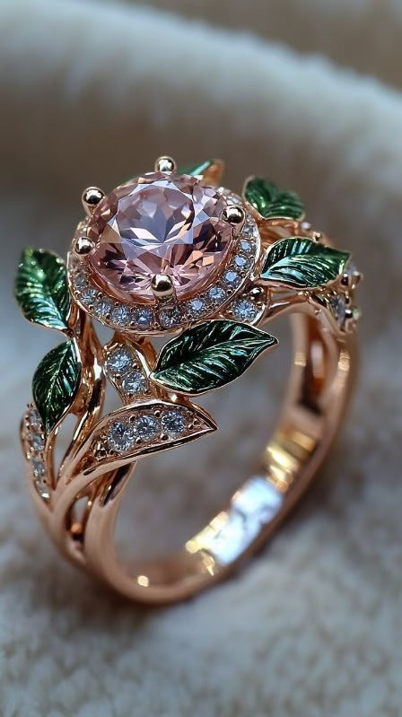 Anello fiore zirconi rosa