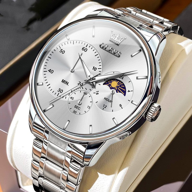 Orologio acciaio multifunzione da uomo impermeabile