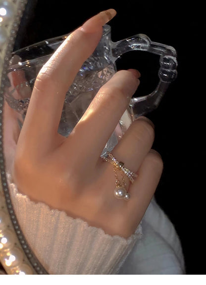 Anello perla barocca doppio strato