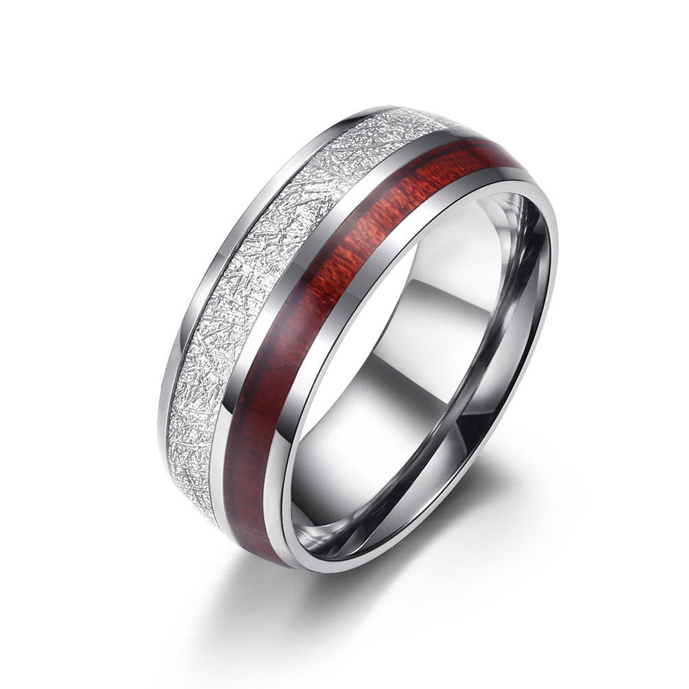 Anello acciaio carbonio e legno
