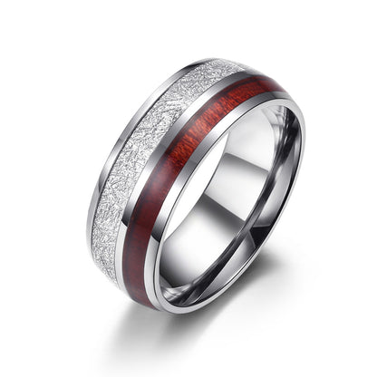Anello acciaio carbonio e legno