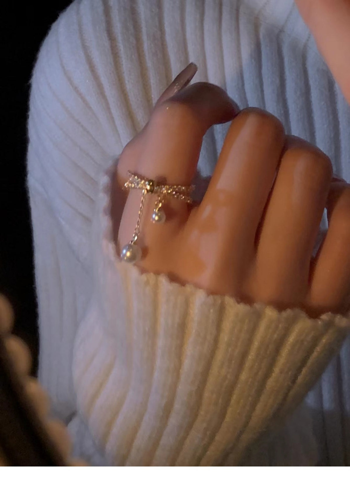 Anello perla barocca doppio strato
