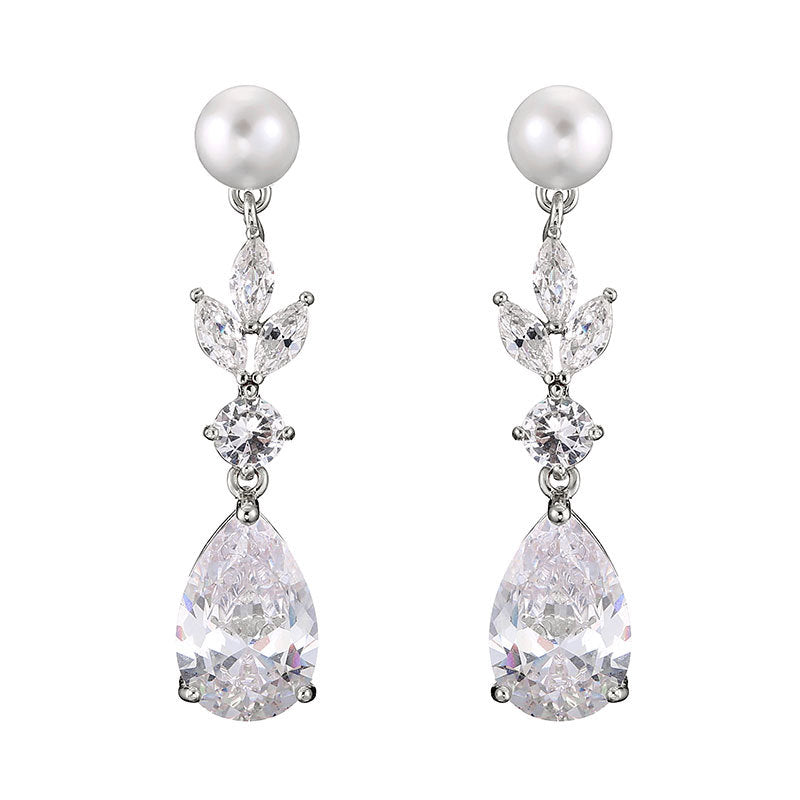 Orecchini goccia con foglie zircone