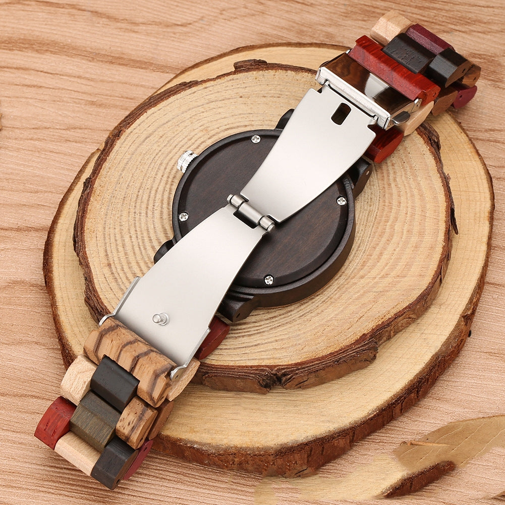 Orologio in legno colorato al quarzo