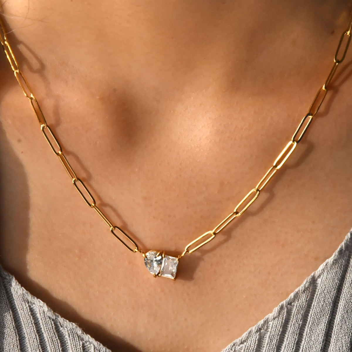 Collana Goccia Oro Brillantini