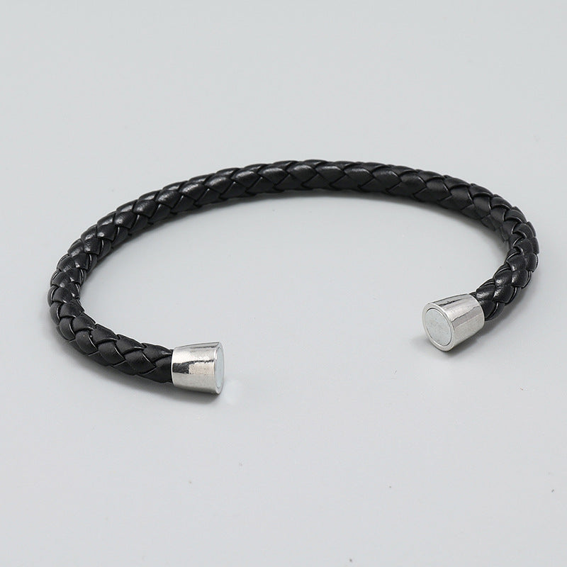Bracciale pelle intrecciata imitata