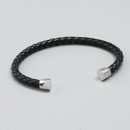 Bracciale pelle intrecciata imitata
