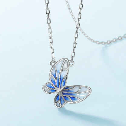 Collana farfalla smaltata gocciante