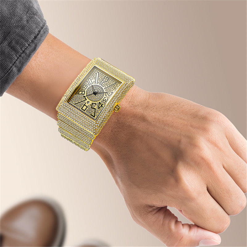 Orologio quadrato con diamanti da uomo