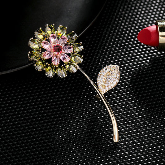 Spilla fiore sole con zirconi