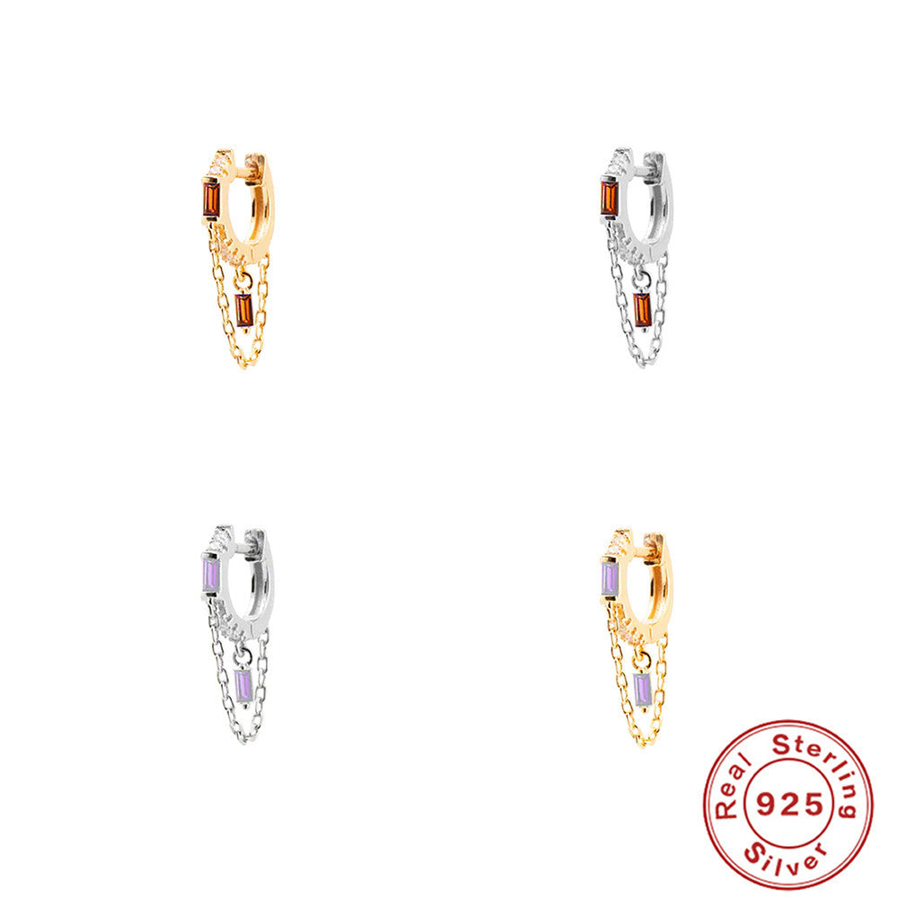 Orecchini geometrici zircone con nappina