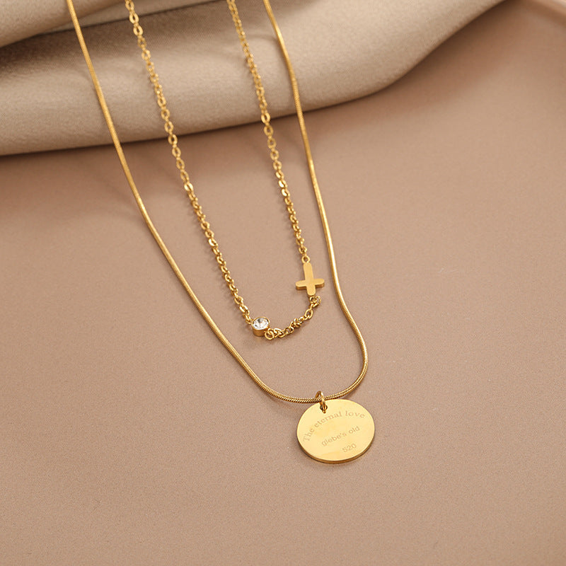 Collana doppio strato titanio con pendente