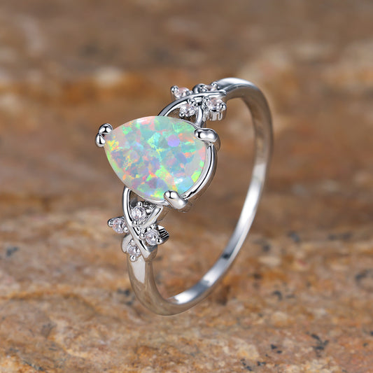 Anello goccia con fiore
