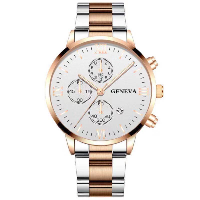 Orologio uomo acciaio con calendario tre quadranti