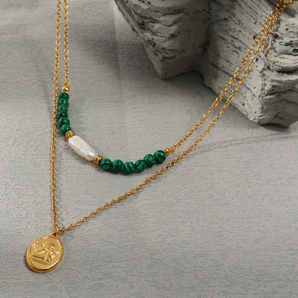 Collana medaglione doppio strato