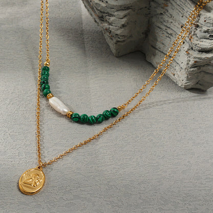 Collana medaglione doppio strato