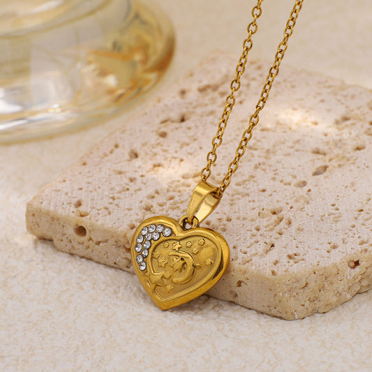 Collana cuore strass intarsiato