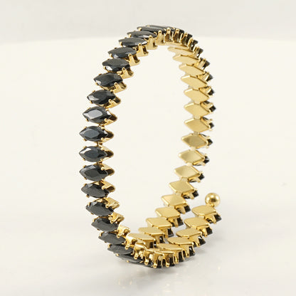 Braccialetto geometrico aperto con strass