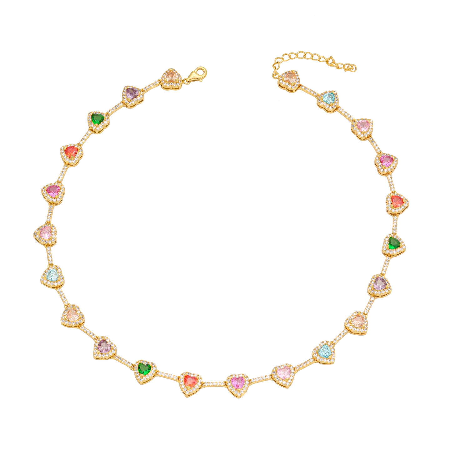Collana cuore zircone colorata