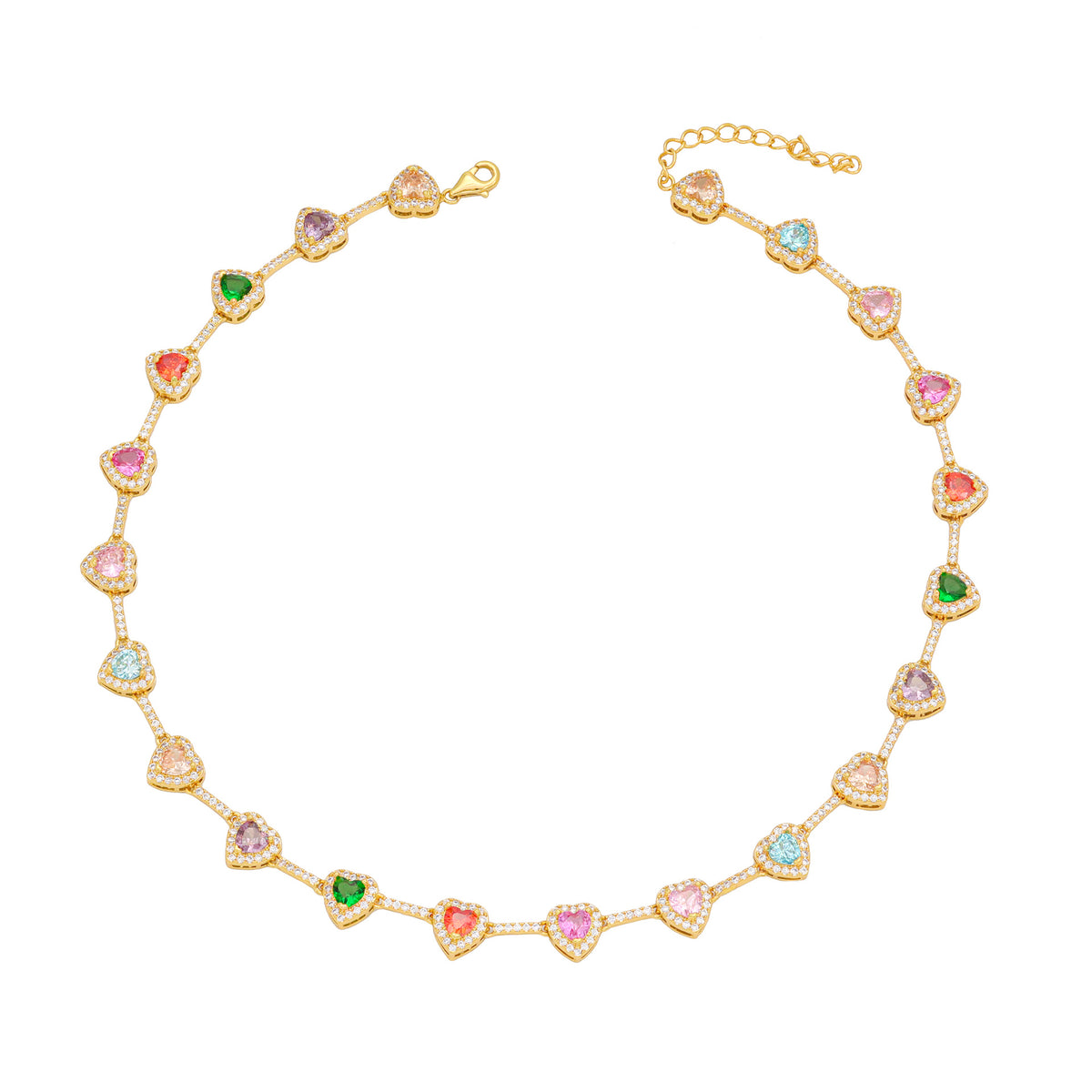 Collana cuore zircone colorata