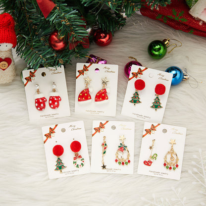 Orecchini natalizi asimmetrici albero