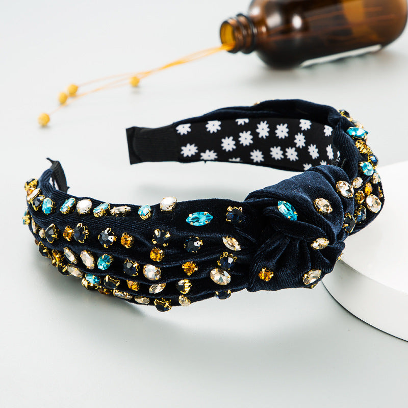 Fascia capelli velluto oro e strass
