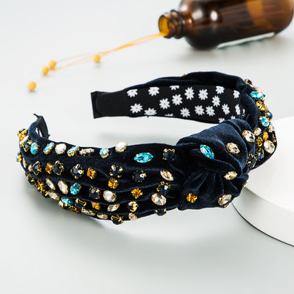 Fascia capelli velluto oro e strass