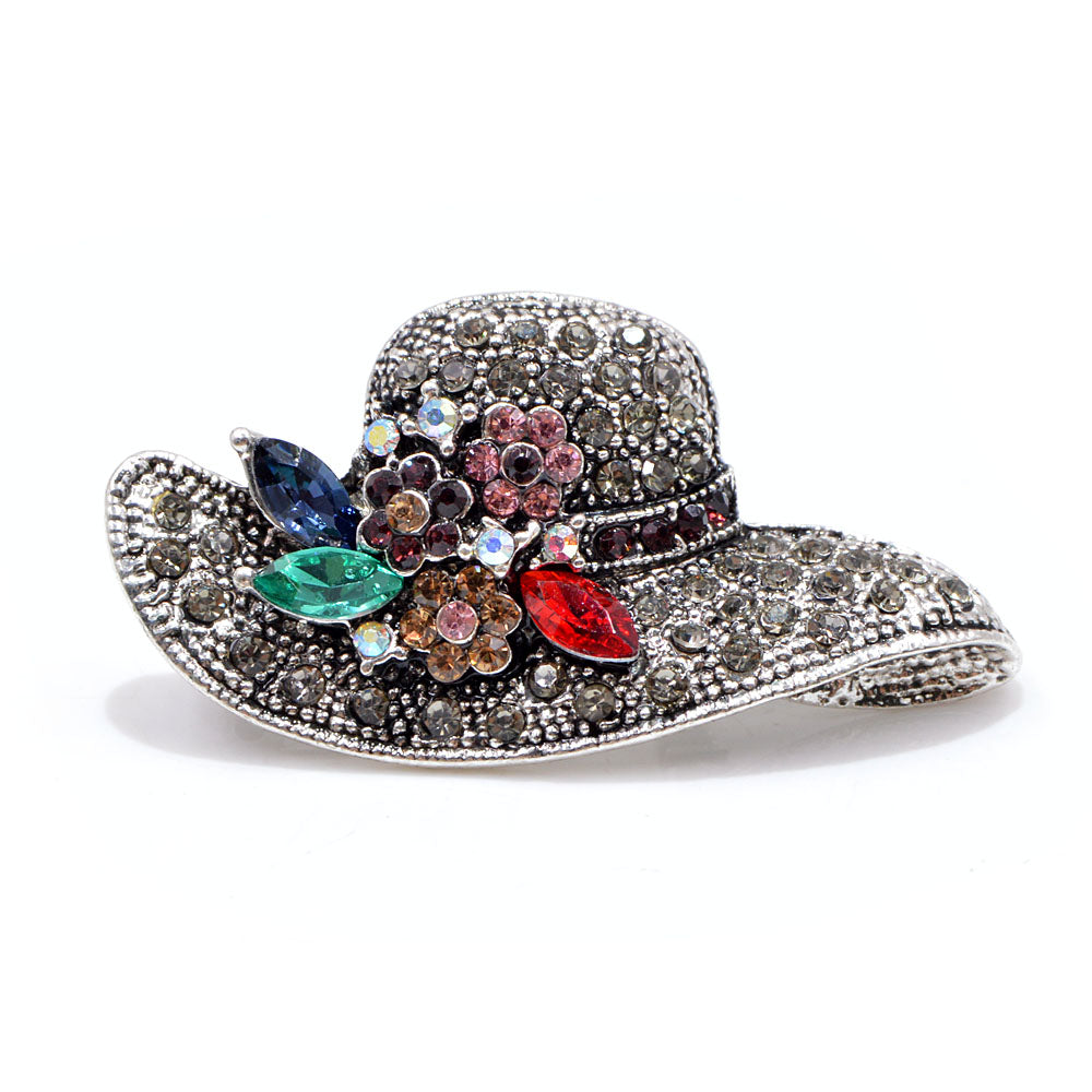 Spilla cappello vintage con strass
