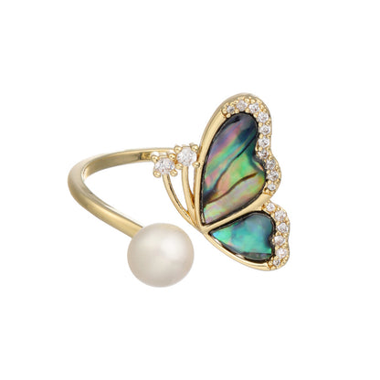 Anello farfalla perla d'acqua dolce
