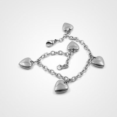 Anello catena cuore argento