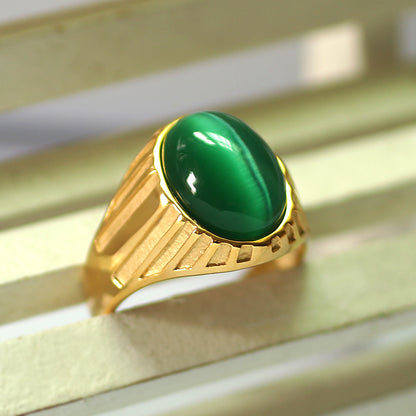 Anello opale verde da uomo