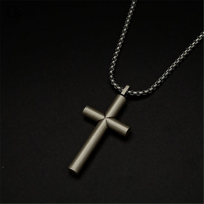 Collana croce lucida titanio