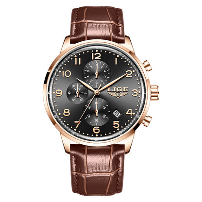 Orologio meccanico calendario con cinturino in pelle