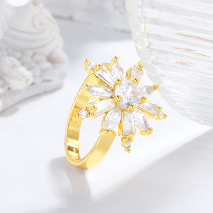 Anello fiore con zirconi
