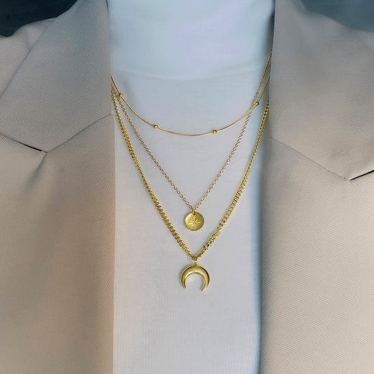 Collana titanio stella luna