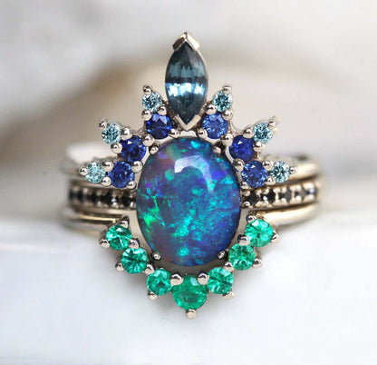 Anello blu pavone