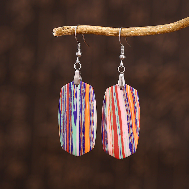 Orecchini boho a righe multicolore