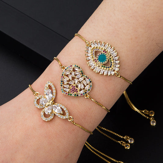 Bracciale farfalla e cuore zircone