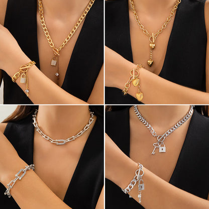 Set collana e bracciale cuore da donna