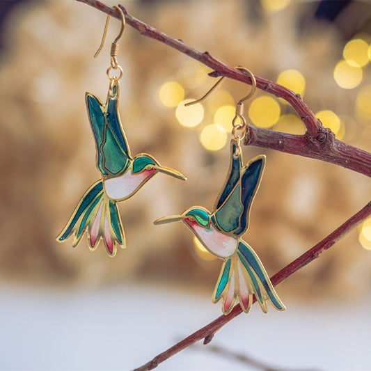 Orecchini colibrì smaltati vintage