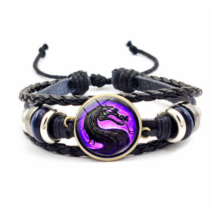 Bracciale pelle intrecciata vintage