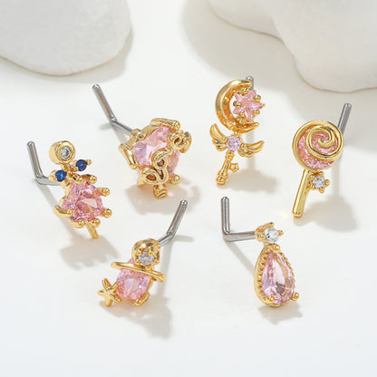 Piercing naso geometrico zircone
