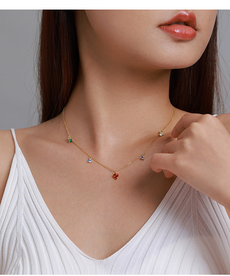 Collana zirconi colorati argento