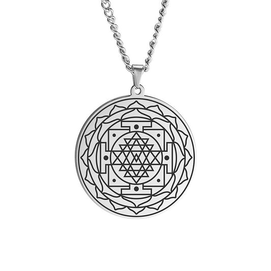 Collana mandala fiore acciaio
